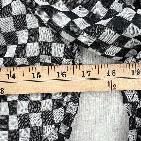 BAUM UND PFERDGARTEN Joselle Mesh Top Womens Medium Black White Check Stretch - Picture 15 of 16